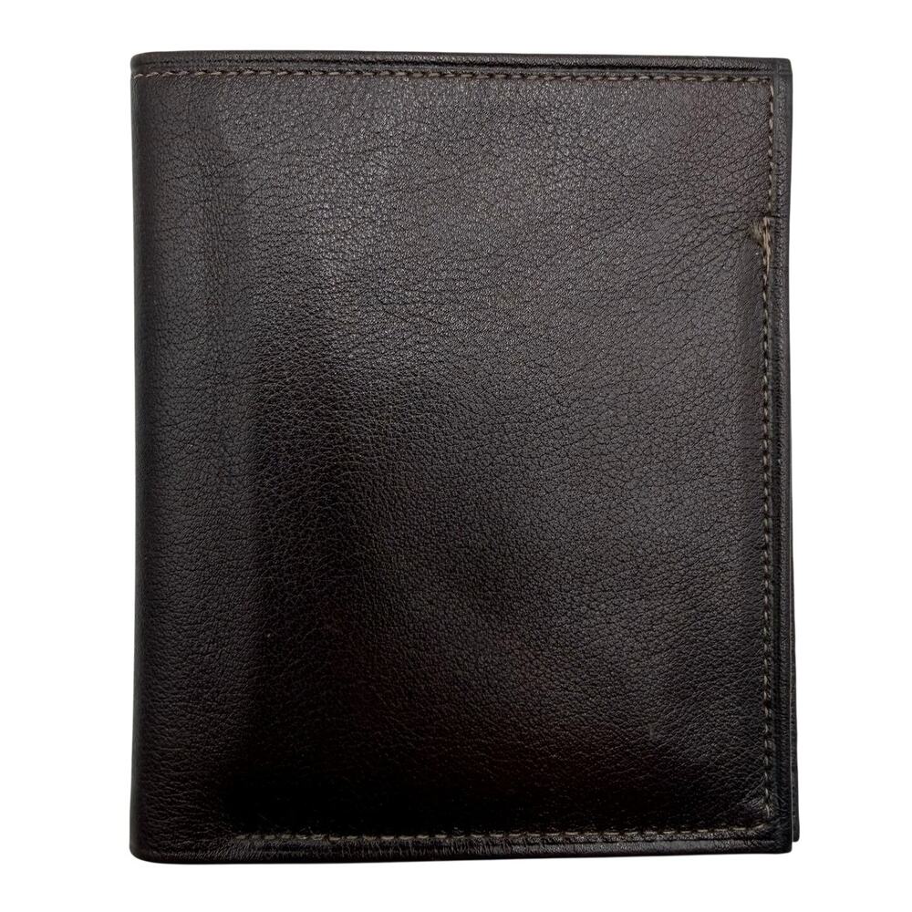 Vintage Amity Cowhide Leather Bifold Wallet Brown Slim Folds Card Case USA Made